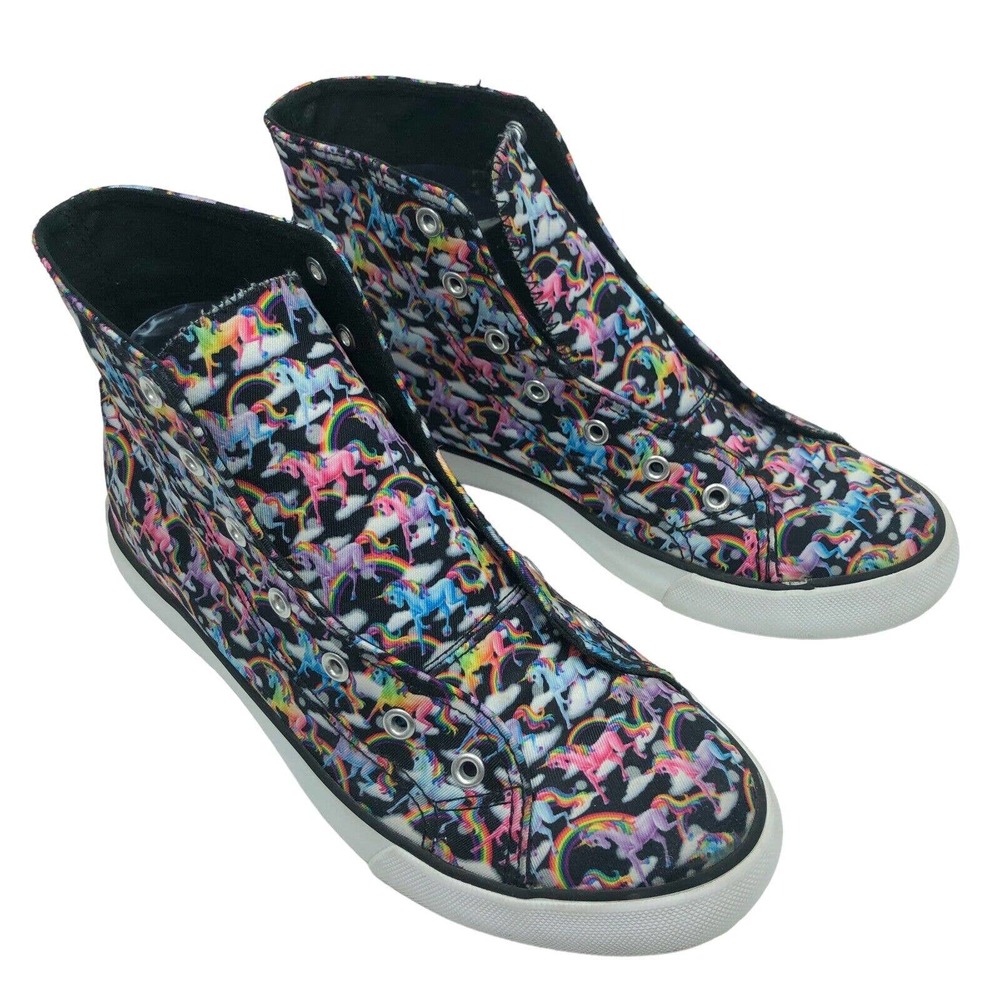 Lisa Frank Markie Unicorn High Top Sneakers Shoes Womens 8 Missing Shoelaces